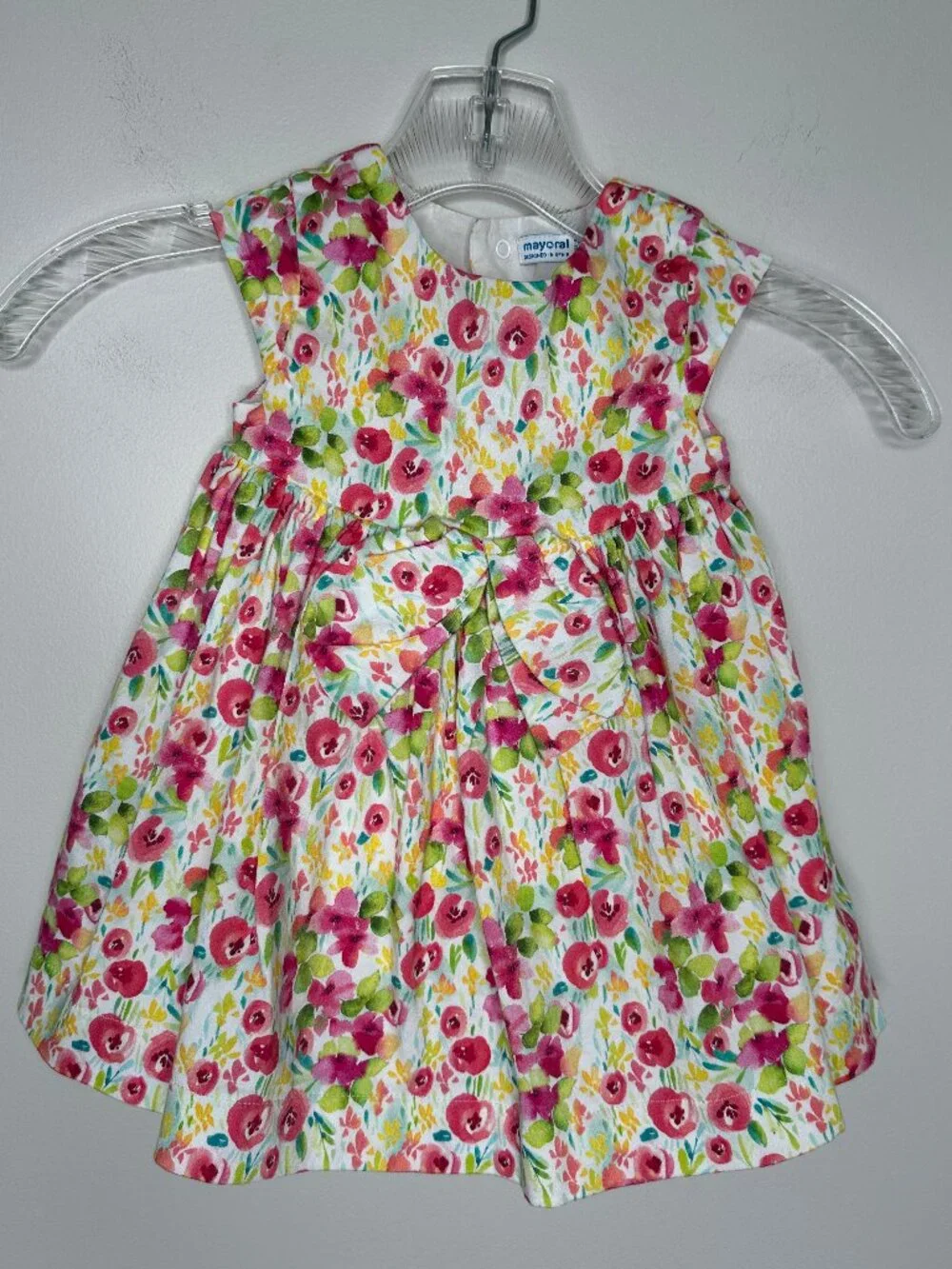 Mayoral Floral Short-Sleeve Dress in Pink, Green & White